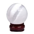 JIC Gem Volcanic Agate Crystal Sphere Large Quartz Crystal Ball with Stand Healing Ornament Witchcraft Meditation Decor 3.5-4 inch(90-100mm)