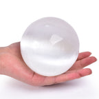 JIC Gem Volcanic Agate Crystal Sphere Large Quartz Crystal Ball with Stand Healing Ornament Witchcraft Meditation Decor 3.5-4 inch(90-100mm)