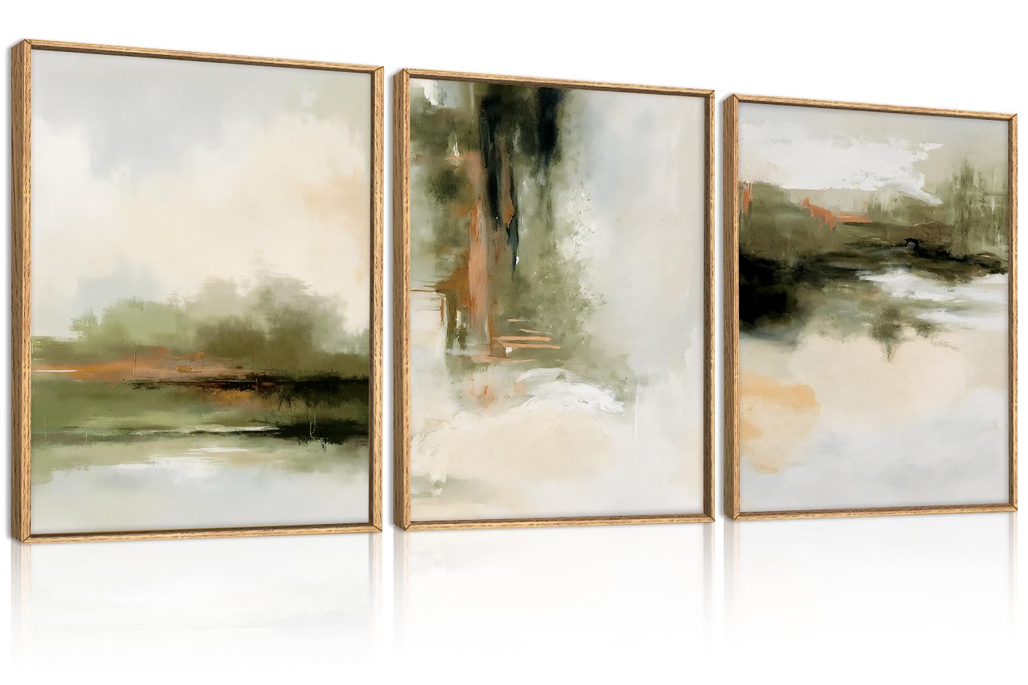 KAIRNE Woodcut Style Mountain Framed Canvas Wall Art Set,Wooden Pine Tree Wall Decor,Vintage Forest Landscape Art Prints,Nature Sunrise Artwork for Living Room,Bedroom,Farmhouse,Office-16 x24 x3