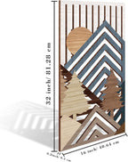 IARTTOP Abstract Mountain Wood Wall Art Large geometric Forest Pine Trees Wooden Wall Decor Boho Sun Nature Landscape Wall Decor for Bedroom Living Room Office-16 x32 Inch Set of 3