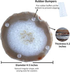 Natural Agate Slices Bulk Crystal Geode Coasters Set of 4 - Unique 4-5 Inch Cute Stone Drink Coasters with Rubber Bumpers - Natural Slices Geode for Home Decor, Coffee Table, Bar Accessories
