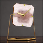 Desk Clock Table Clock Nordic Agate Clock Living Room Home Clock Ornaments Light Luxury Desktop Display Clock Desk Clock Agate Stone Seat Clock(B)