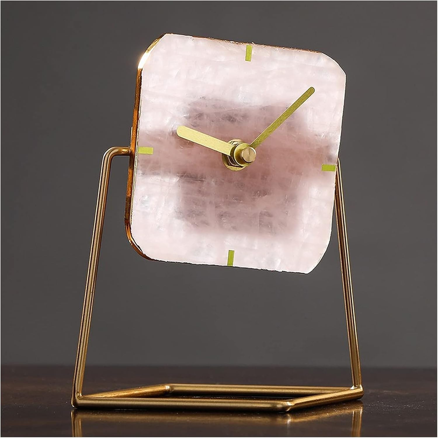 Desk Clock Table Clock Nordic Agate Clock Living Room Home Clock Ornaments Light Luxury Desktop Display Clock Desk Clock Agate Stone Seat Clock(B)