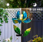 Solar Wind Spinner Metal Lotus Flower Garden Stake Lights LED Crackle Glass Globe Solar Yard Art for Patio Pathway Lawn Walkway Decor