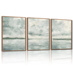 CHDITB Mountain Framed Canvas Wall Art Set of 3, 24"x36" Country Woodcut Style Wall Decor, Forest Nature Wilderness Wall Painting, Large Modern Art Prints for Living Room, Bedroom, Farmhouse, Office
