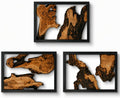 Brinxin Natural Cedar Wood Wall Art Decor - 16.5 x 12.5 Inch Rustic Carved Wooden Wall Art Decor Set of 3 - Live Edge Wood Slab Rustic Wall Sculpture - Wood Decorative Pieces - Wood Art Wall Decor Large