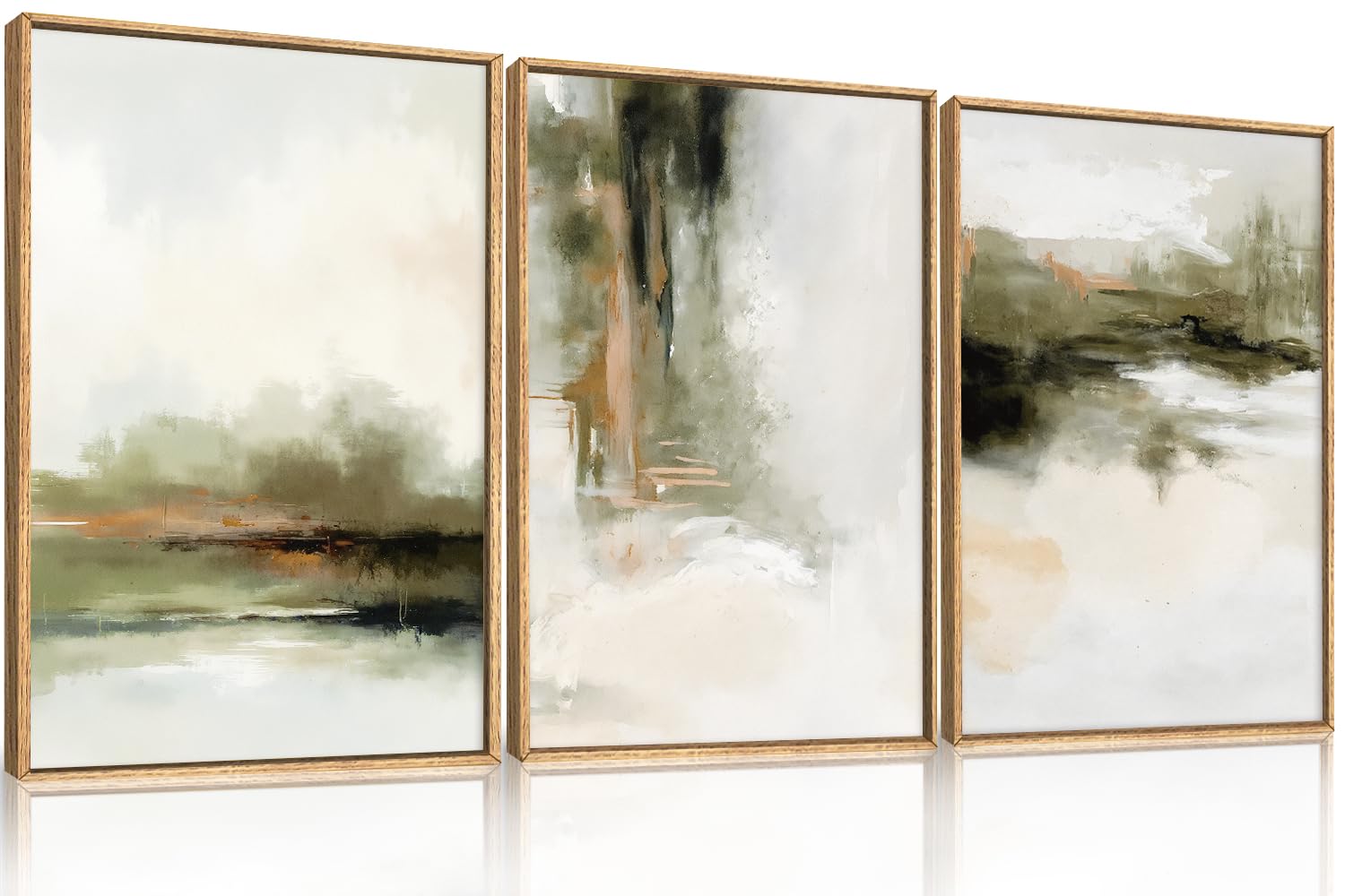 KAIRNE Woodcut Style Mountain Framed Canvas Wall Art Set,Wooden Pine Tree Wall Decor,Vintage Forest Landscape Art Prints,Nature Sunrise Artwork for Living Room,Bedroom,Farmhouse,Office-16 x24 x3