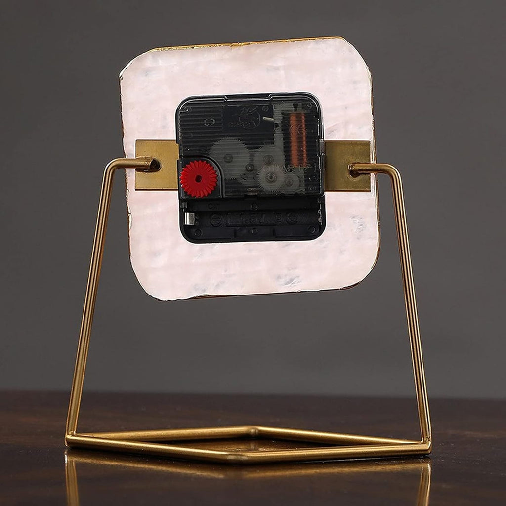 Desk Clock Table Clock Nordic Agate Clock Living Room Home Clock Ornaments Light Luxury Desktop Display Clock Desk Clock Agate Stone Seat Clock(B)