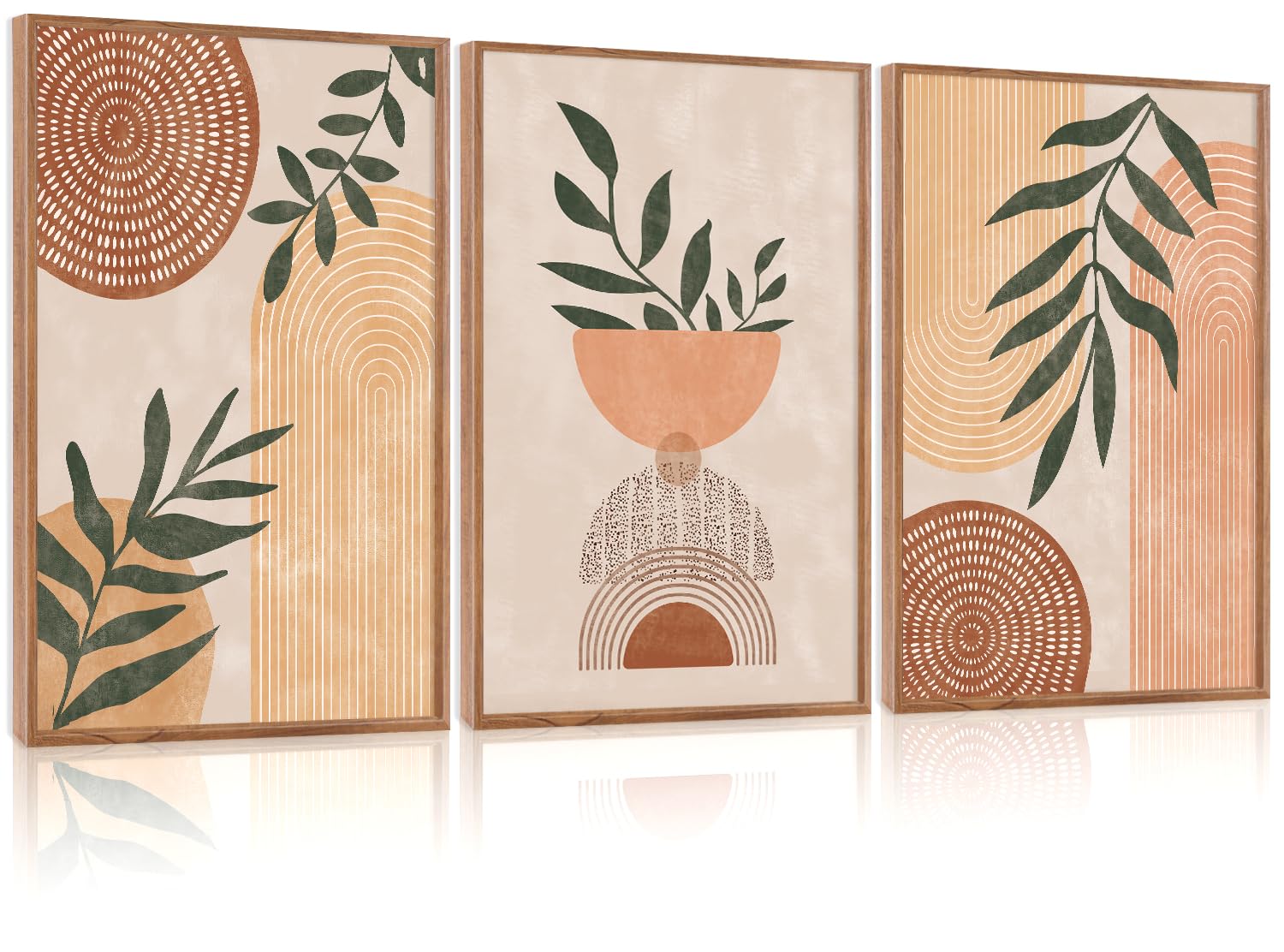 CHDITB Mountain Framed Canvas Wall Art Set of 3, 24"x36" Country Woodcut Style Wall Decor, Forest Nature Wilderness Wall Painting, Large Modern Art Prints for Living Room, Bedroom, Farmhouse, Office