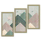 Putuo Decor Boho Mountain Wall Art Set of 3, Rustic Wooden Wall Decor, Nature-Inspired Geometric Artwork, Mid-Century Modern Aesthetic for Living Room, Bedroom, Office Brown 16.5 x 8.6 inch