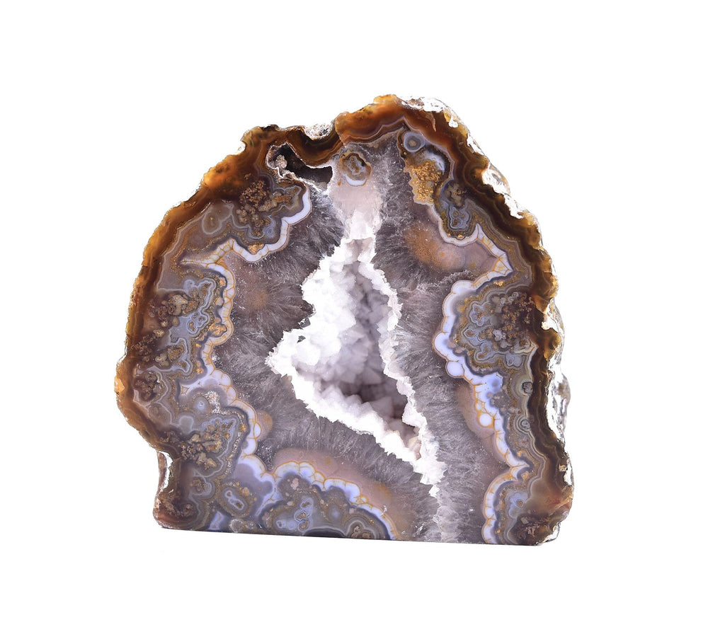 AMOYSTONE Teal Agate Geode Decor, Natural Agate Crystal Rock for Healing, Small Irregular Stone for Bedroom, Office, Desk (1-1.5 Lbs)