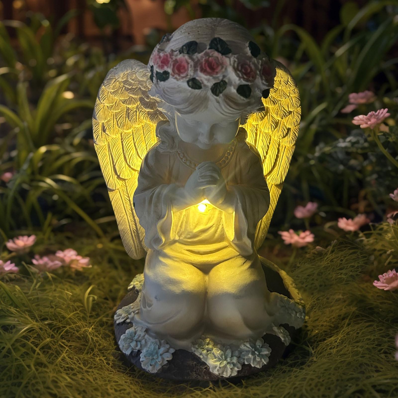 YODY Solar Garden Statues Outdoor Decor- Yard Decorations for Patio, Balcony, Backyard, Lawn Ornaments - Rabbit Figurines with LED Light- Unique Birthday House Warming Gifts for Women, Mom, Grandma