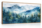 Set of 3 16"X24" Woodcut Mountain Pine Forest Sunrise Framed Canvas Wall Art Rustic Boho Wooden Print for Living Room Bedroom Office, Non-3D