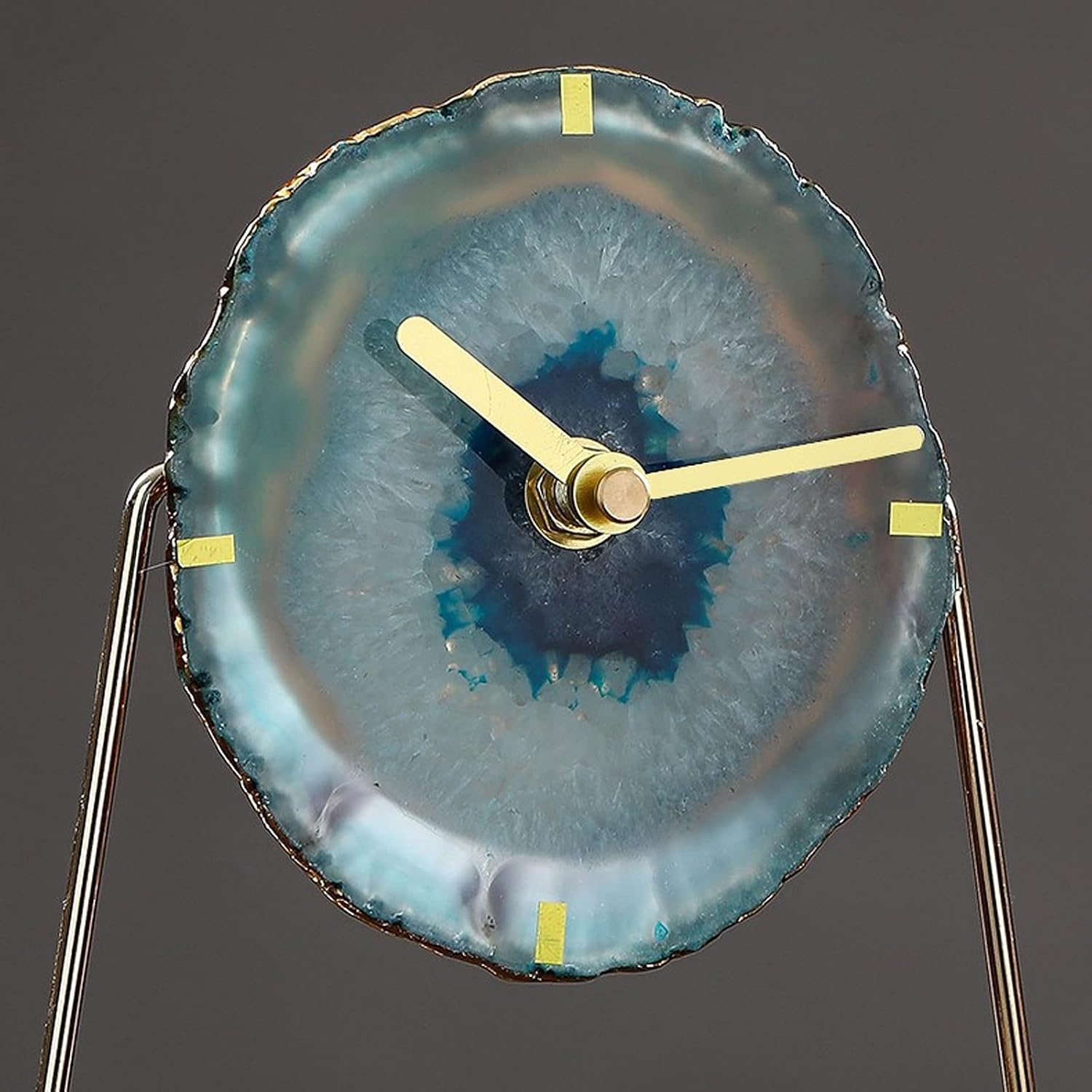 Desk Clock Table Clock Nordic Agate Clock Living Room Home Clock Ornaments Light Luxury Desktop Display Clock Desk Clock Agate Stone Seat Clock(B)