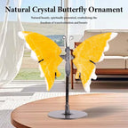 Crystal Butterfly Ornament with Amethyst Agate Yellow Calcite Wings Tabletop Decor for Home Office