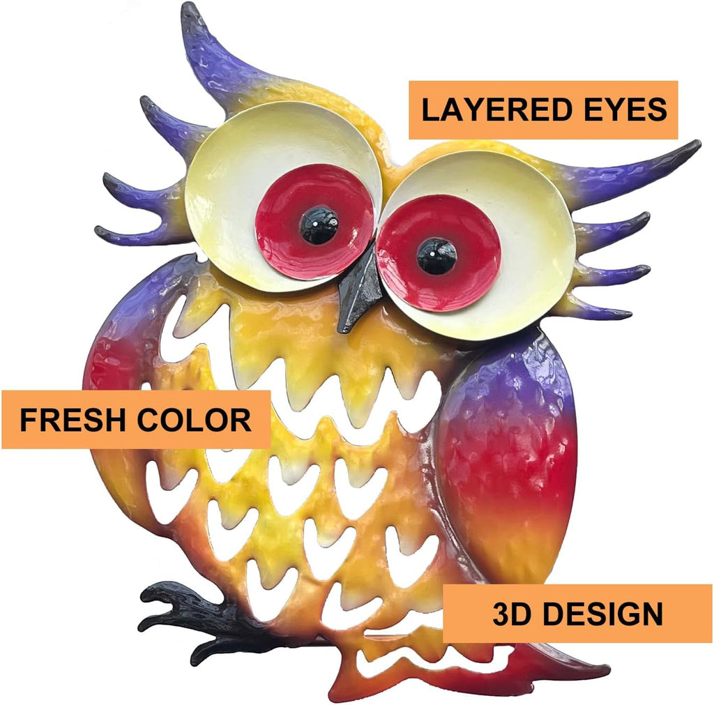Pack of 2 Metal Fresh Color Owl Garden Statues Silhouette Owl Stakes Decorative Outdoor Statues Animal Sculptures for Yard Décor and Lawn Ornaments, MX202303-1