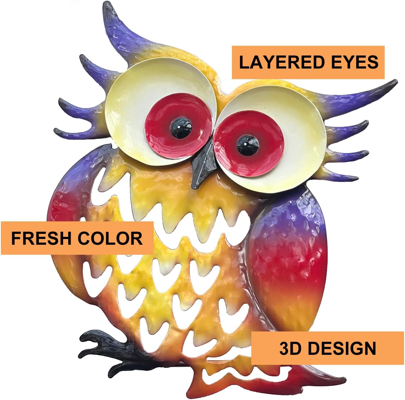 Pack of 2 Metal Fresh Color Owl Garden Statues Silhouette Owl Stakes Decorative Outdoor Statues Animal Sculptures for Yard Décor and Lawn Ornaments, MX202303-1