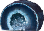 AMOYSTONE Teal Agate Geode Decor, Natural Agate Crystal Rock for Healing, Small Irregular Stone for Bedroom, Office, Desk (1-1.5 Lbs)