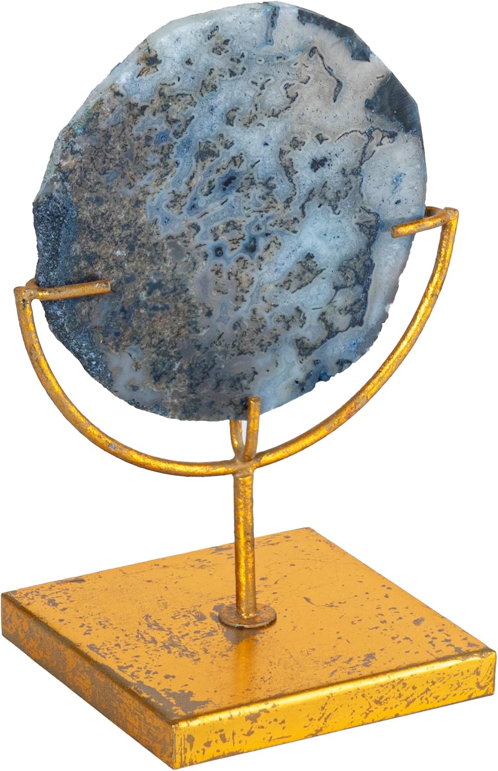 Creative Co-Op Decorative Agate Stone Slice on Metal Stand