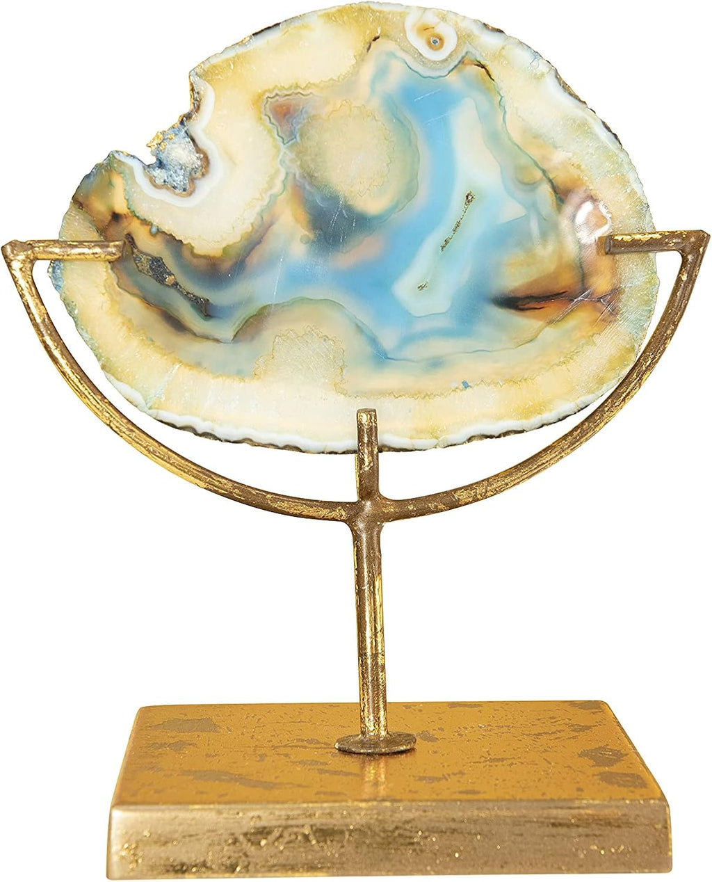 Creative Co-Op Decorative Agate Stone Slice on Metal Stand