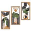 Putuo Decor Boho Mountain Wall Art Set of 3, Rustic Wooden Wall Decor, Nature-Inspired Geometric Artwork, Mid-Century Modern Aesthetic for Living Room, Bedroom, Office Brown 16.5 x 8.6 inch