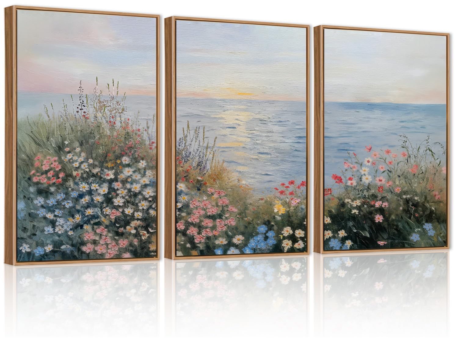 CHDITB Mountain Framed Canvas Wall Art Set of 3, 24"x36" Country Woodcut Style Wall Decor, Forest Nature Wilderness Wall Painting, Large Modern Art Prints for Living Room, Bedroom, Farmhouse, Office