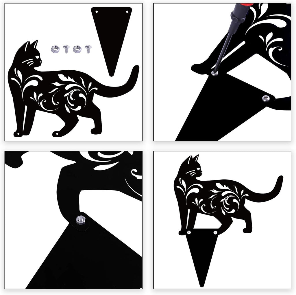 URATOT 3 Pack Metal Cat Garden Statues Black Cat Silhouette Cats Decorative Stakes Garden Outdoor Statues Animal Stakes for Yard Decor and Lawn Ornaments