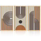 IARTTOP Abstract Mountain Wood Wall Art Large geometric Forest Pine Trees Wooden Wall Decor Boho Sun Nature Landscape Wall Decor for Bedroom Living Room Office-16 x32 Inch Set of 3