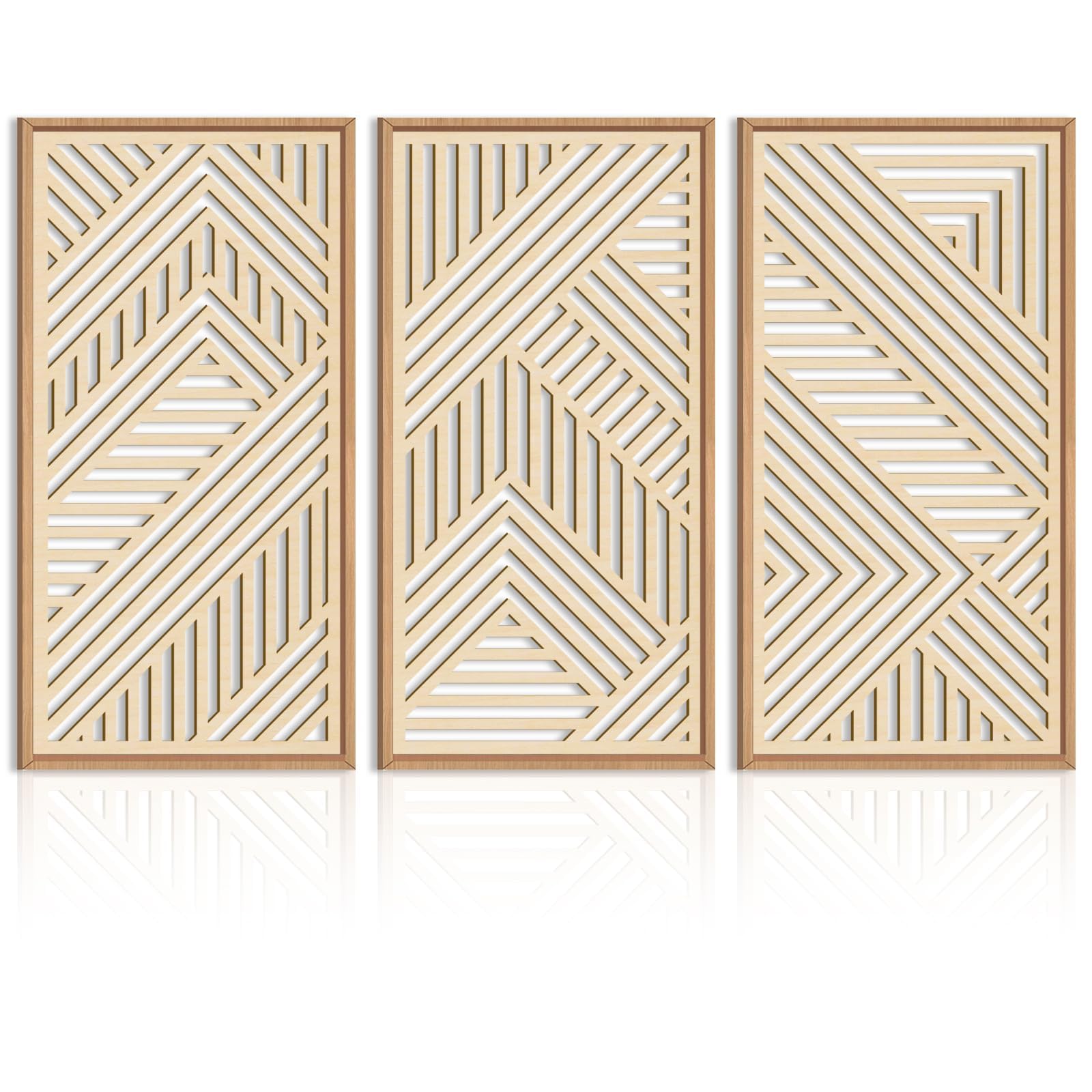 IARTTOP Abstract Mountain Wood Wall Art Large geometric Forest Pine Trees Wooden Wall Decor Boho Sun Nature Landscape Wall Decor for Bedroom Living Room Office-16 x32 Inch Set of 3