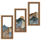 IARTTOP Abstract Mountain Wood Wall Art Large geometric Forest Pine Trees Wooden Wall Decor Boho Sun Nature Landscape Wall Decor for Bedroom Living Room Office-16 x32 Inch Set of 3