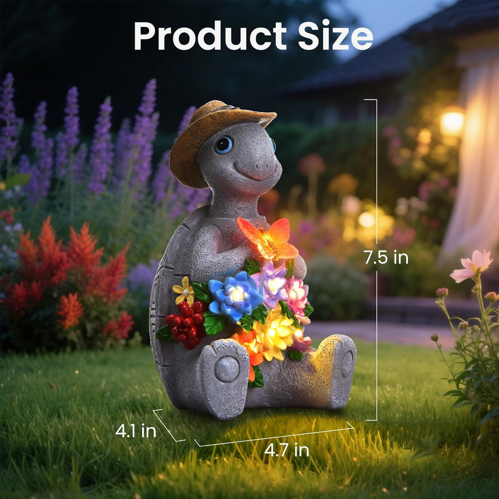 Solar Garden Outdoor Statues Turtle with 8 LED Lights, Yard Decor Tortoise for Ornament, Mom Birthday Gifts for Women, Housewarming Gifts for Patio, Porch, Balcony