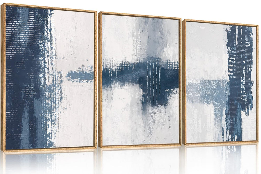 Set of 3 16"X24" Woodcut Mountain Pine Forest Sunrise Framed Canvas Wall Art Rustic Boho Wooden Print for Living Room Bedroom Office, Non-3D