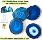 Blue Agate Coasters Set of 4,Large Geode Coaster for Drinks 4.5"-4" Gemstone Natural Stone Agate Slices Cup Mat for Home Decor by Yougoals, Suitable for Coffee Table, Wooden Table