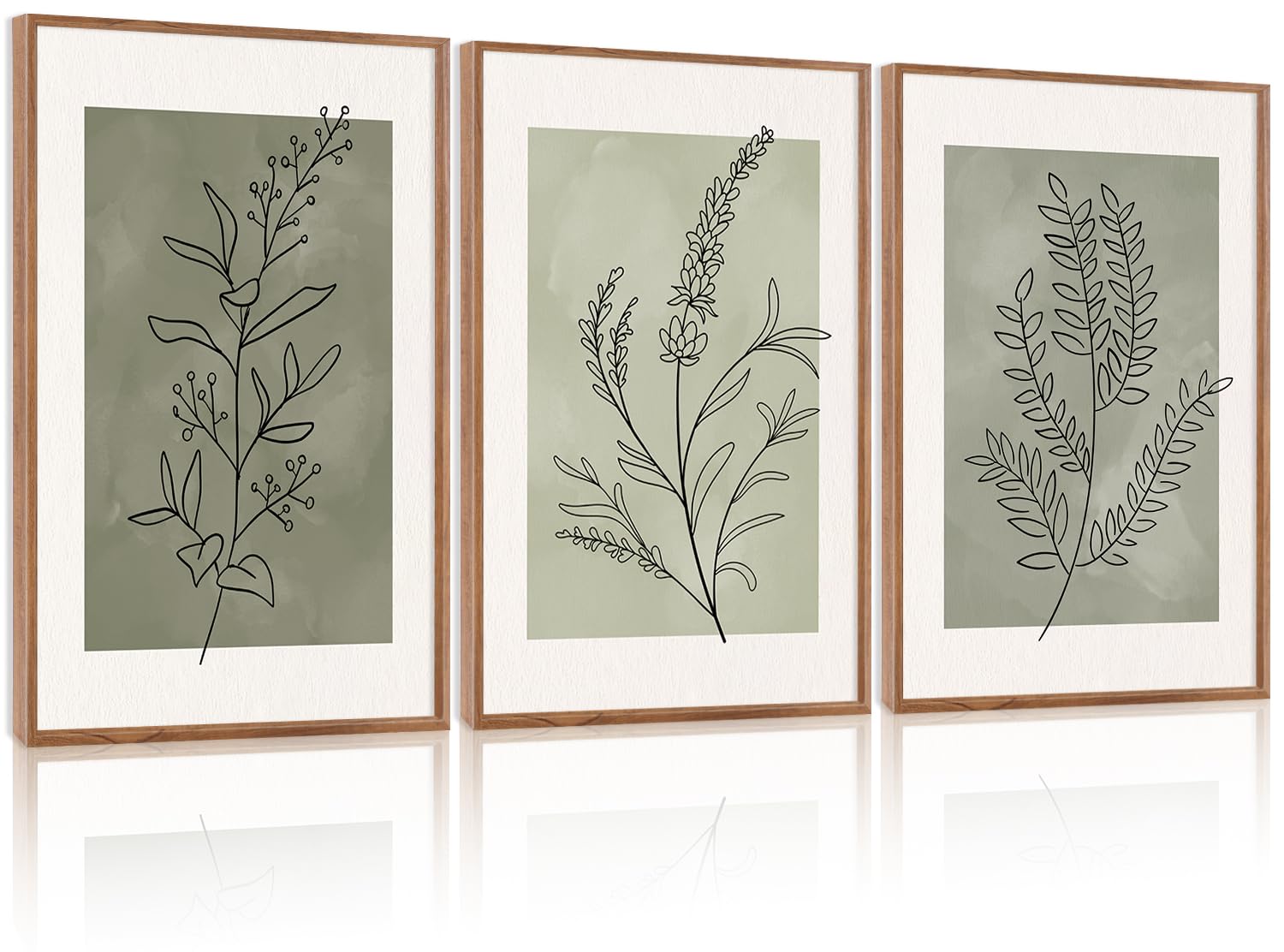CHDITB Mountain Framed Canvas Wall Art Set of 3, 24"x36" Country Woodcut Style Wall Decor, Forest Nature Wilderness Wall Painting, Large Modern Art Prints for Living Room, Bedroom, Farmhouse, Office