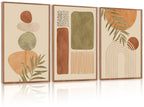 LHIUEM Vintage Woodcut Mountain Framed Canvas Wall Art,Forest Pine Tree Boho Wall Decor,Wilderness Sunset Landscape Artwork for Living Room,Bedroom,Dining Room,Office -16"x24"x3