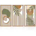 IARTTOP Abstract Mountain Wood Wall Art Large geometric Forest Pine Trees Wooden Wall Decor Boho Sun Nature Landscape Wall Decor for Bedroom Living Room Office-16 x32 Inch Set of 3