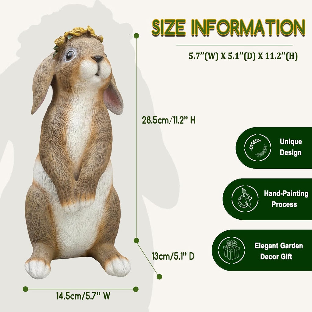 Bunny Garden Statue,Funny Rabbit Figurines Resin Animals Outdoor Statue Bunny Figurines for Yard Porch Patio, Easter Lawn Decorations Gifts for Grandma Mom Dad Women,11.2In