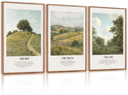 LHIUEM Vintage Woodcut Mountain Framed Canvas Wall Art,Forest Pine Tree Boho Wall Decor,Wilderness Sunset Landscape Artwork for Living Room,Bedroom,Dining Room,Office -16"x24"x3
