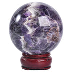 JIC Gem Volcanic Agate Crystal Sphere Large Quartz Crystal Ball with Stand Healing Ornament Witchcraft Meditation Decor 3.5-4 inch(90-100mm)