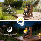 Sheaifun Solar Garden Statues Black Bear Decor Resin Bear Statues Outdoor with Solar Light Animal Figurine for Outside Yard Lawn and Patio Decorations Gardening Gifts for Women 3.5x5.5x6.25 Inch