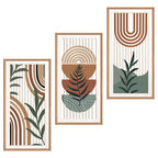 IARTTOP Abstract Mountain Wood Wall Art Large geometric Forest Pine Trees Wooden Wall Decor Boho Sun Nature Landscape Wall Decor for Bedroom Living Room Office-16 x32 Inch Set of 3