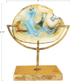 Creative Co-Op Decorative Agate Stone Slice on Metal Stand