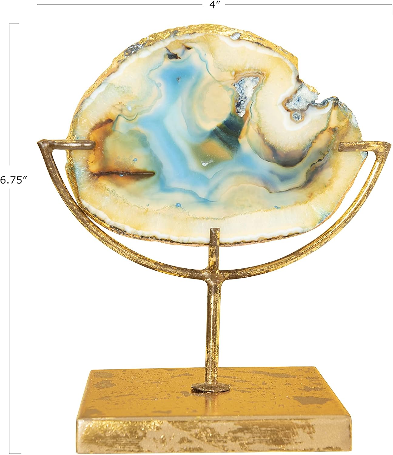 Creative Co-Op Decorative Agate Stone Slice on Metal Stand