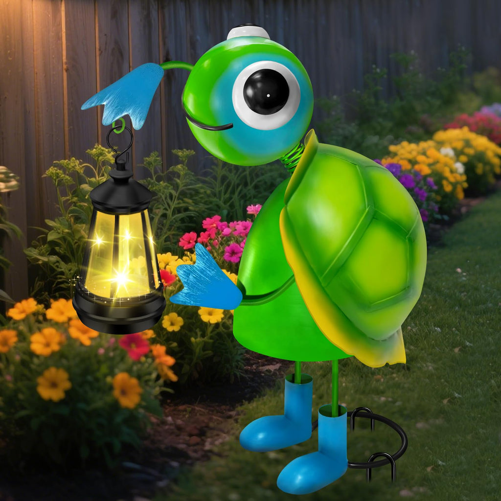 Solar Garden Lights Frog Statue with Solar Lantern Lights,13.78in Tall Frog Decor Fairy Accessories,Birthday Gifts for Women Mom Grandma,Big Metal Decorative Stakes for Home decor,Patio,Porch,Yard Art