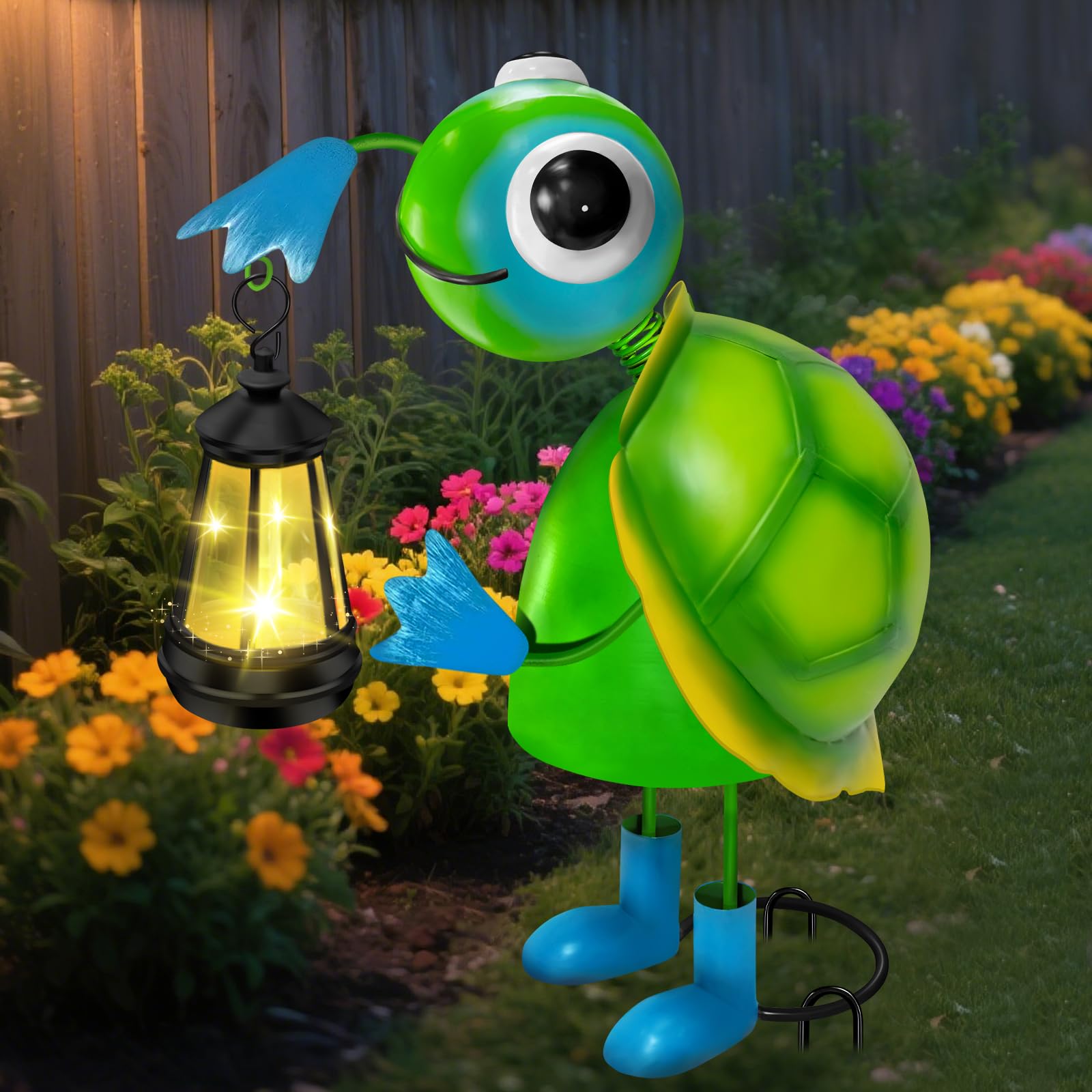 Solar Garden Lights Frog Statue with Solar Lantern Lights,13.78in Tall Frog Decor Fairy Accessories,Birthday Gifts for Women Mom Grandma,Big Metal Decorative Stakes for Home decor,Patio,Porch,Yard Art