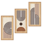 IARTTOP Abstract Mountain Wood Wall Art Large geometric Forest Pine Trees Wooden Wall Decor Boho Sun Nature Landscape Wall Decor for Bedroom Living Room Office-16 x32 Inch Set of 3