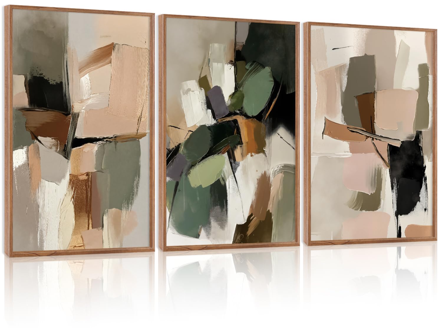 CHDITB Mountain Framed Canvas Wall Art Set of 3, 24"x36" Country Woodcut Style Wall Decor, Forest Nature Wilderness Wall Painting, Large Modern Art Prints for Living Room, Bedroom, Farmhouse, Office