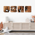 WELLAND 4 Pieces of Handmade Wall Sculptures, Rustic Abstract Wall Decor for Living Room, Bedroom, Bathroom, Dining Room, Home Office