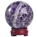 JIC Gem Volcanic Agate Crystal Sphere Large Quartz Crystal Ball with Stand Healing Ornament Witchcraft Meditation Decor 3.5-4 inch(90-100mm)