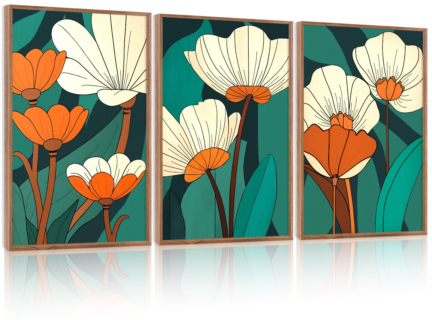 CHDITB Mountain Framed Canvas Wall Art Set of 3, 24"x36" Country Woodcut Style Wall Decor, Forest Nature Wilderness Wall Painting, Large Modern Art Prints for Living Room, Bedroom, Farmhouse, Office